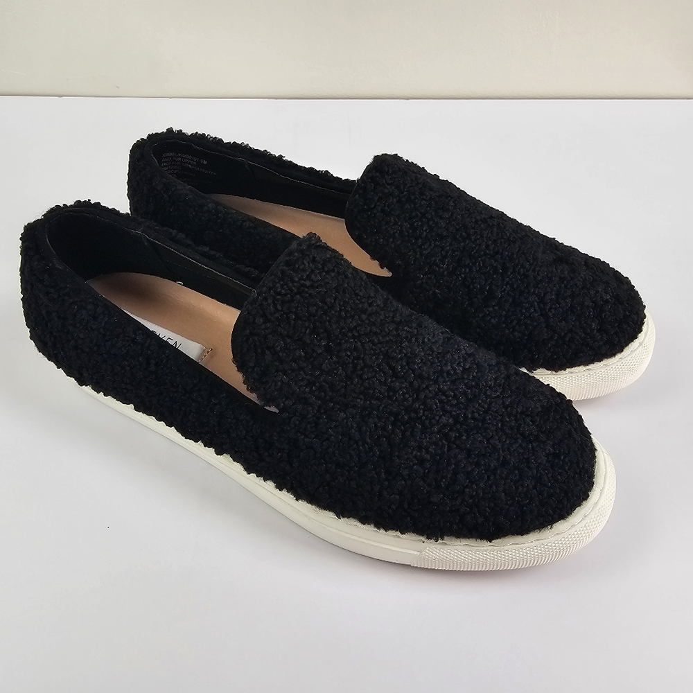 Steven New York Women's Black Kimber Faux Shearling Slip-On Sneaker Sz 9 - Picture 2 of 7